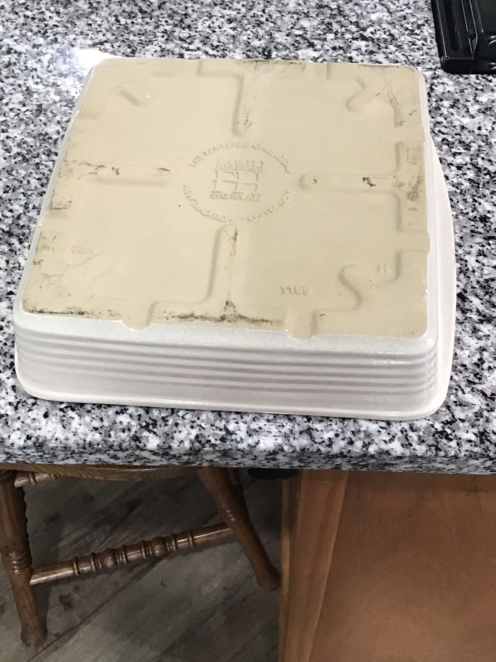 The Pampered Chef Square Ceramic Serving Platter in Cream and White